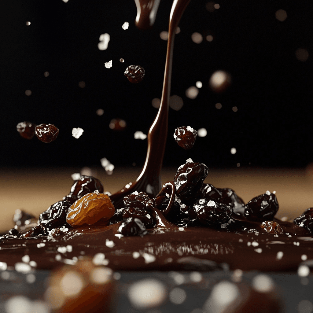 maty_recipes_A_beautiful_scene_of_melted_dark_chocolate_flowi_1d816700-fe8b-4572-b5d7-eafcaceead58_1 Chocolate and Raisin